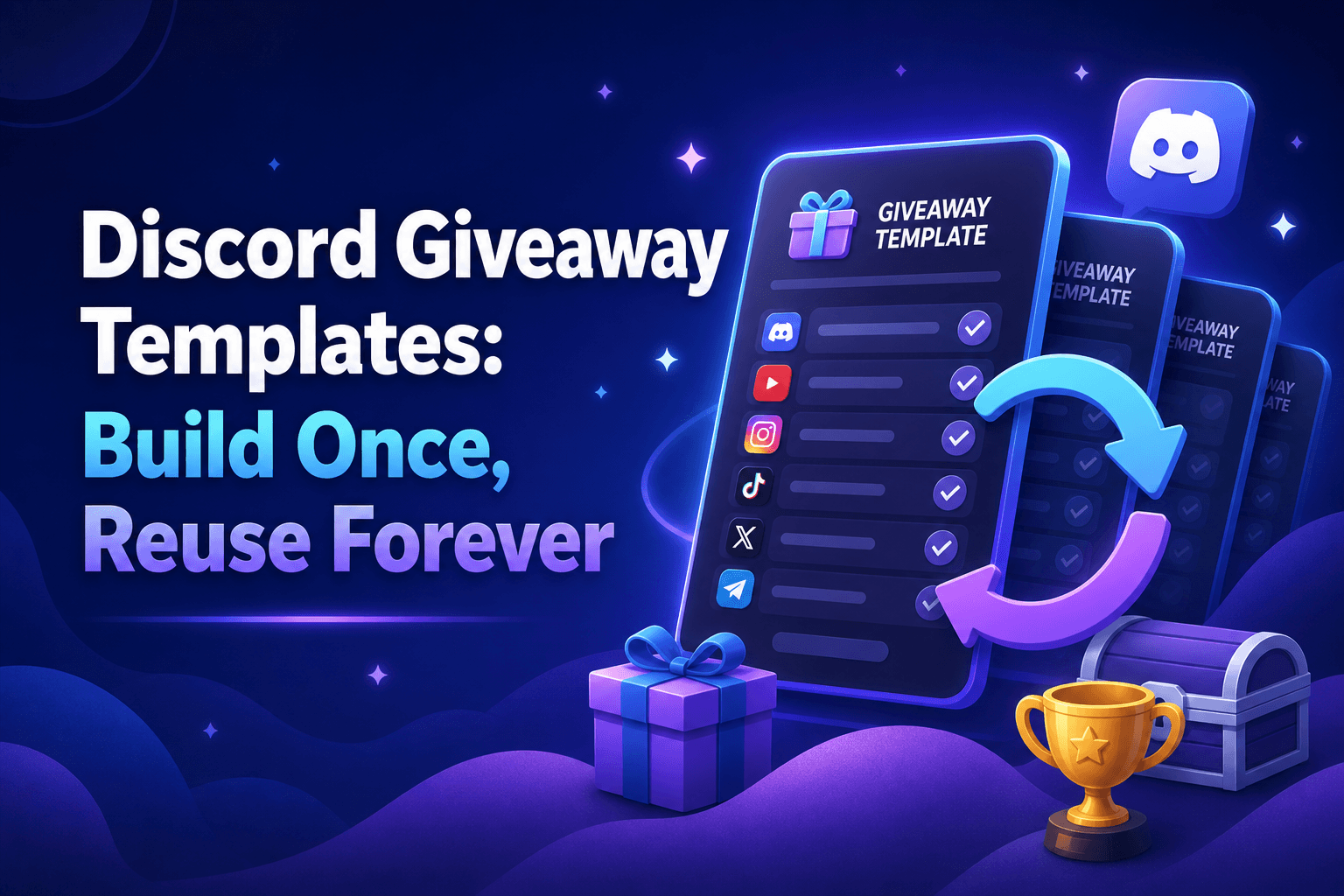 Discord giveaway templates dashboard for fast, reusable giveaway launches