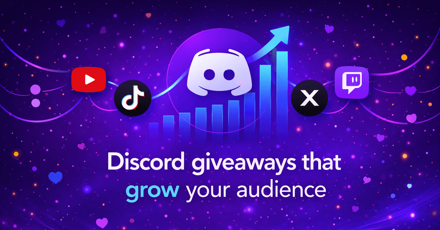 A Discord giveaway campaign running from setup through the winner draw